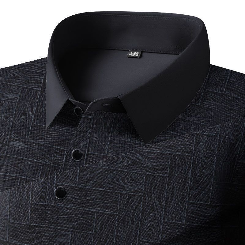 Midnight Herringbone Luxe Polo T-Shirt