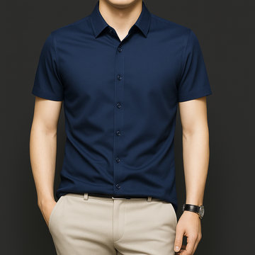 NoirSheen Luxe Satin Half Sleeve Shirt