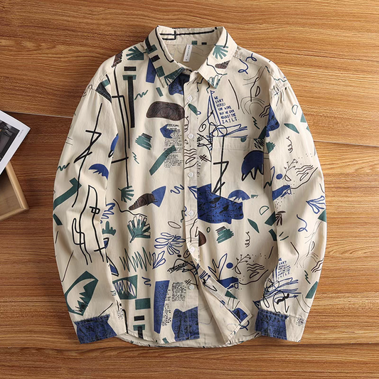 Vintage Modernist Printed Long Sleeve Shirt