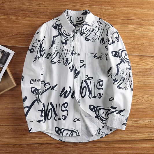 Elegant Art Printed Long Sleeve Shirt